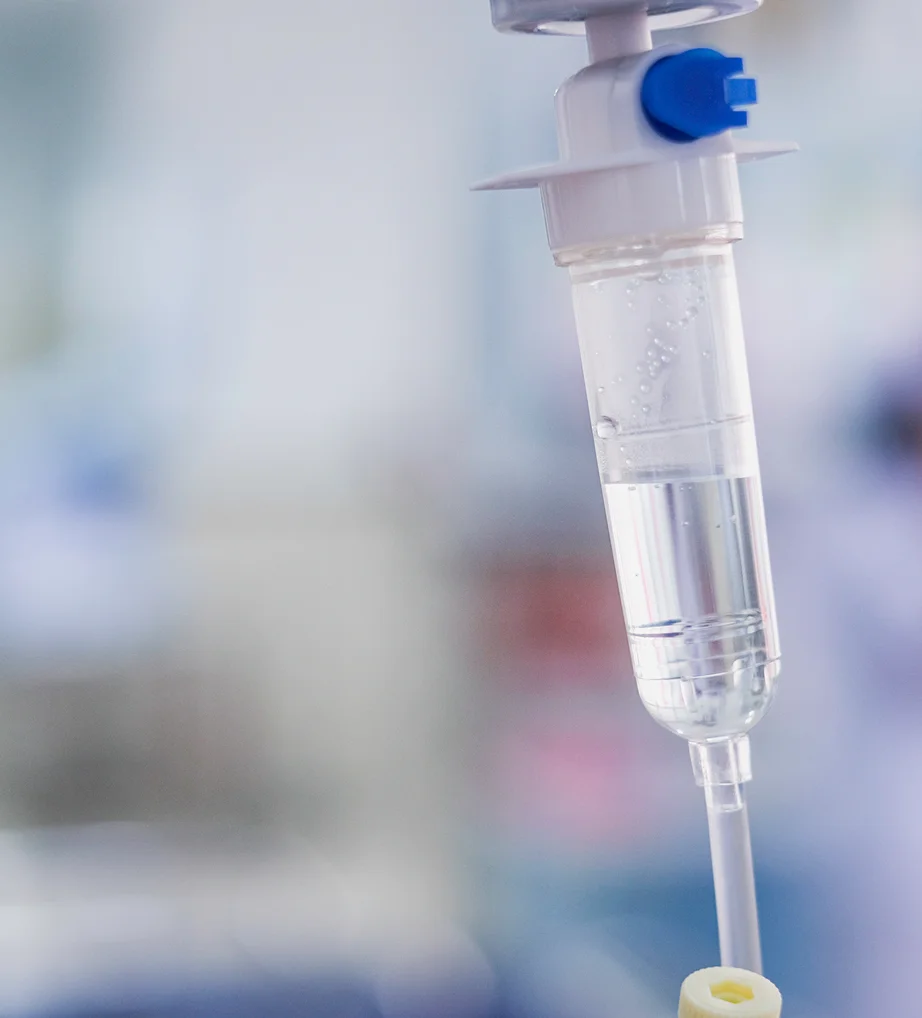 Close-up of a stem cell IV drip at iCRYO Boca Raton