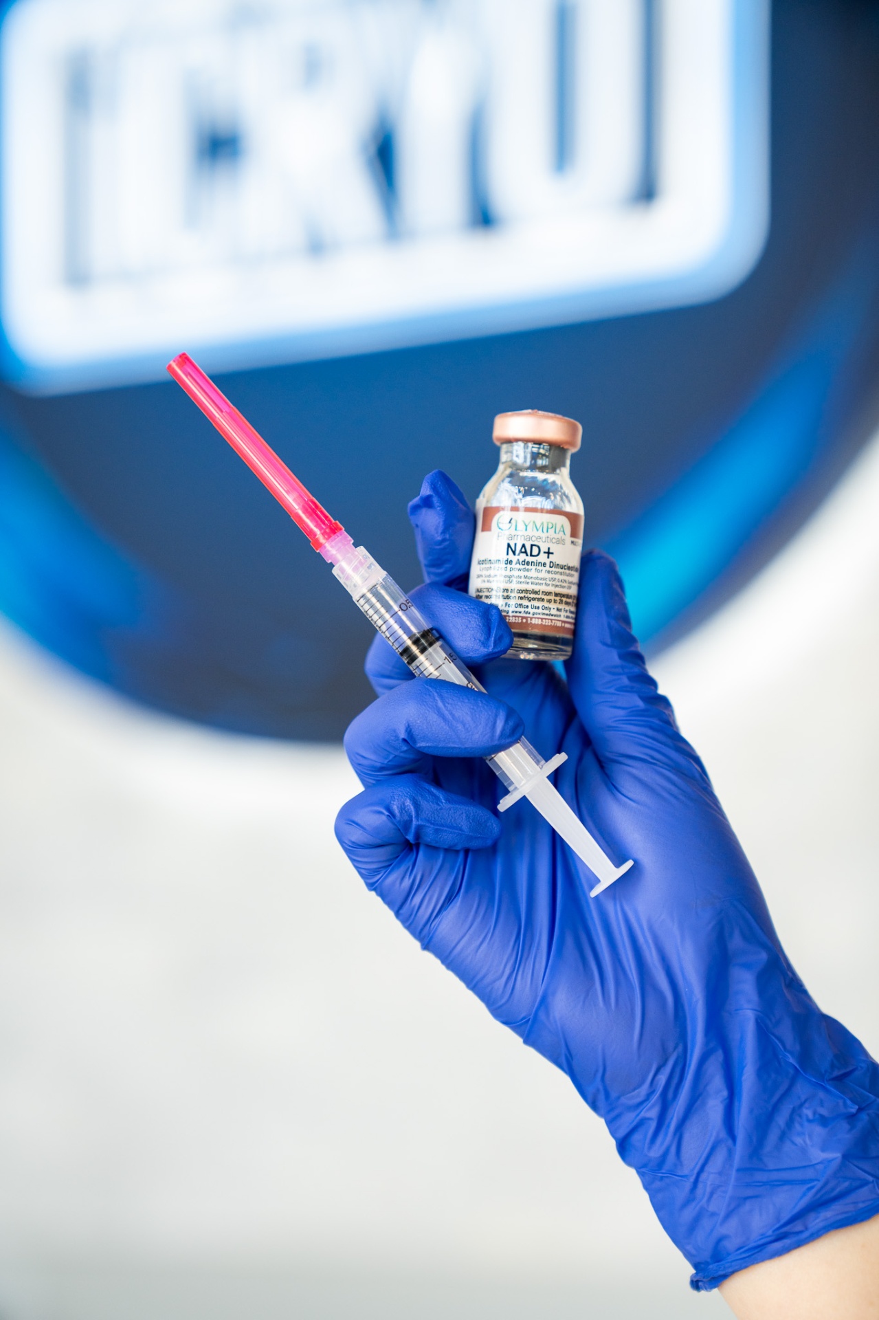 NAD+ intramuscular injection being prepared in a sterile clinical setting at iCRYO Boca Raton