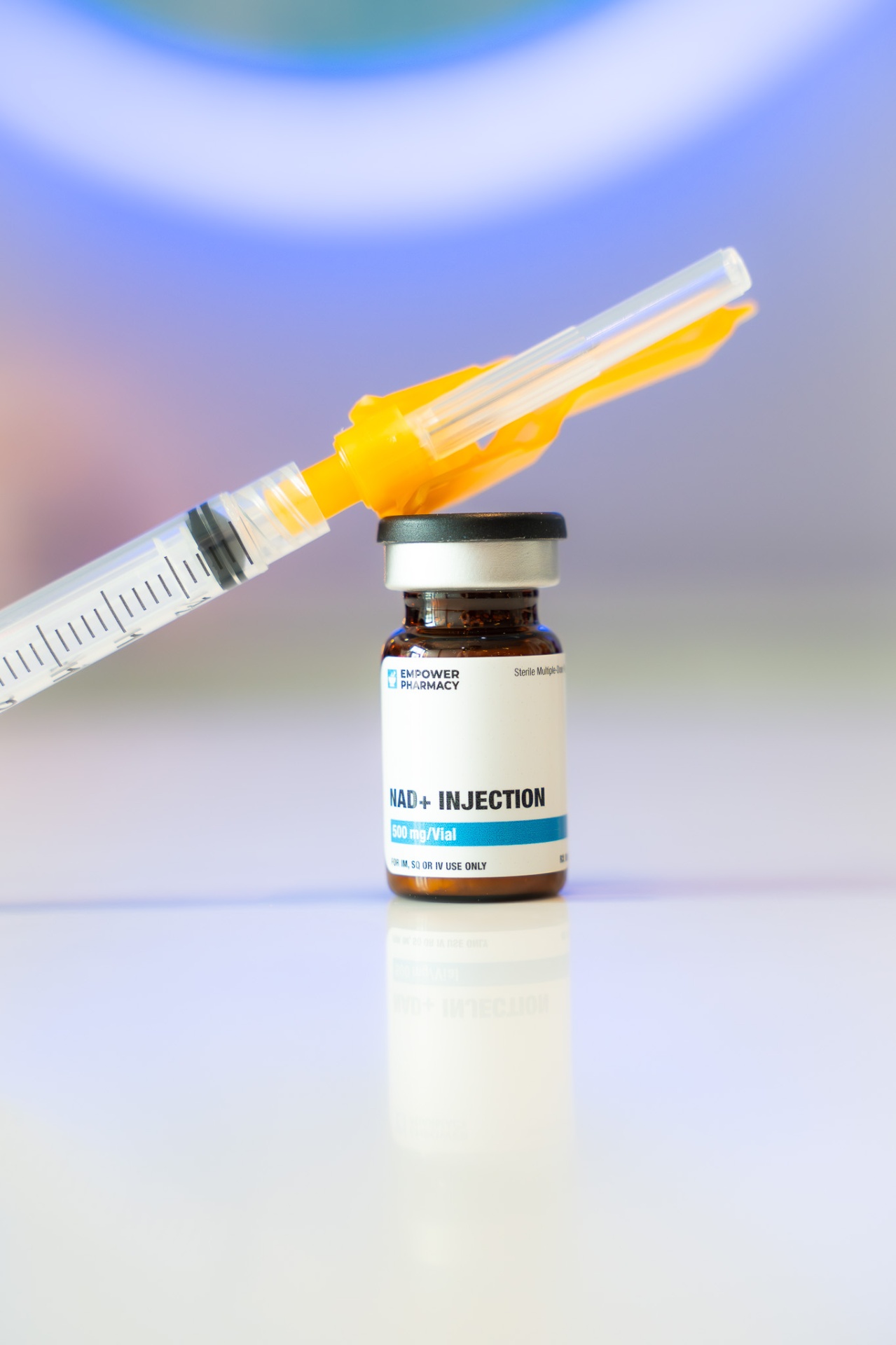 Medical-grade NAD+ vial and syringe prepared for precision dosing at iCRYO Boca Raton